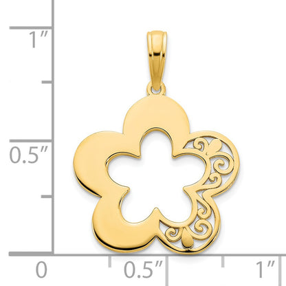 14k Yellow Gold Flower Pendant