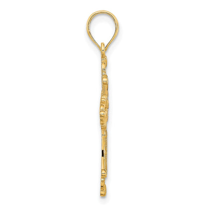 14k Yellow Gold Fancy Cross Charm