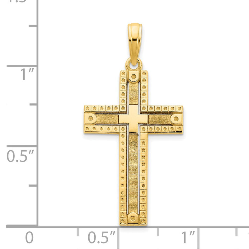 14k Yellow Gold Fancy Sandblasted Cross Pendant