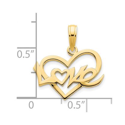 14k Yellow Gold LOVE Heart Pendant