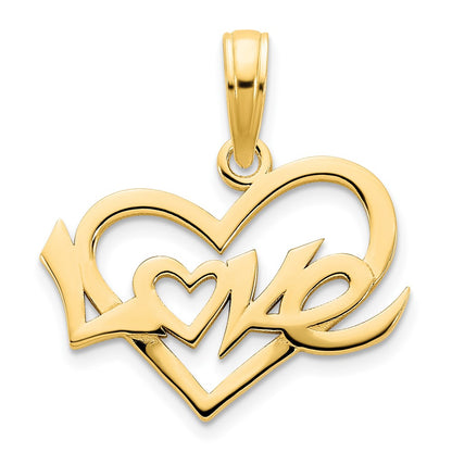 14k Yellow Gold LOVE Heart Pendant