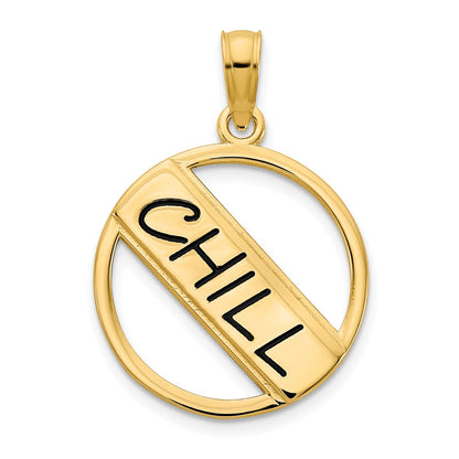 14k Yellow Gold Epoxy CHILL Pendant