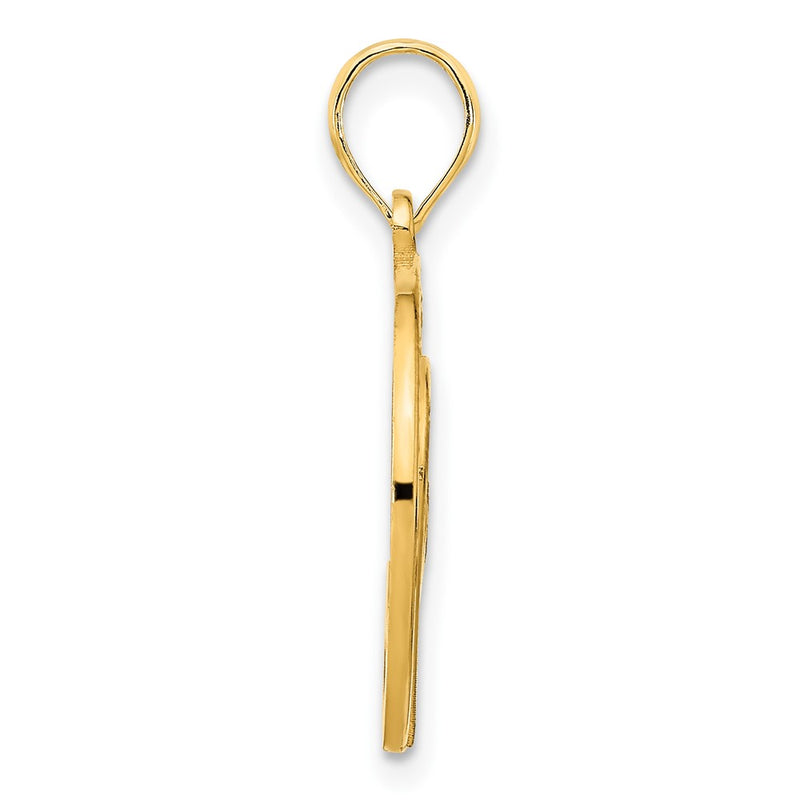14k Yellow Goldy Heart Circle Pendant