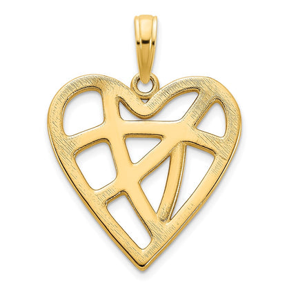 14k Yellow Gold Fancy Heart Pendant