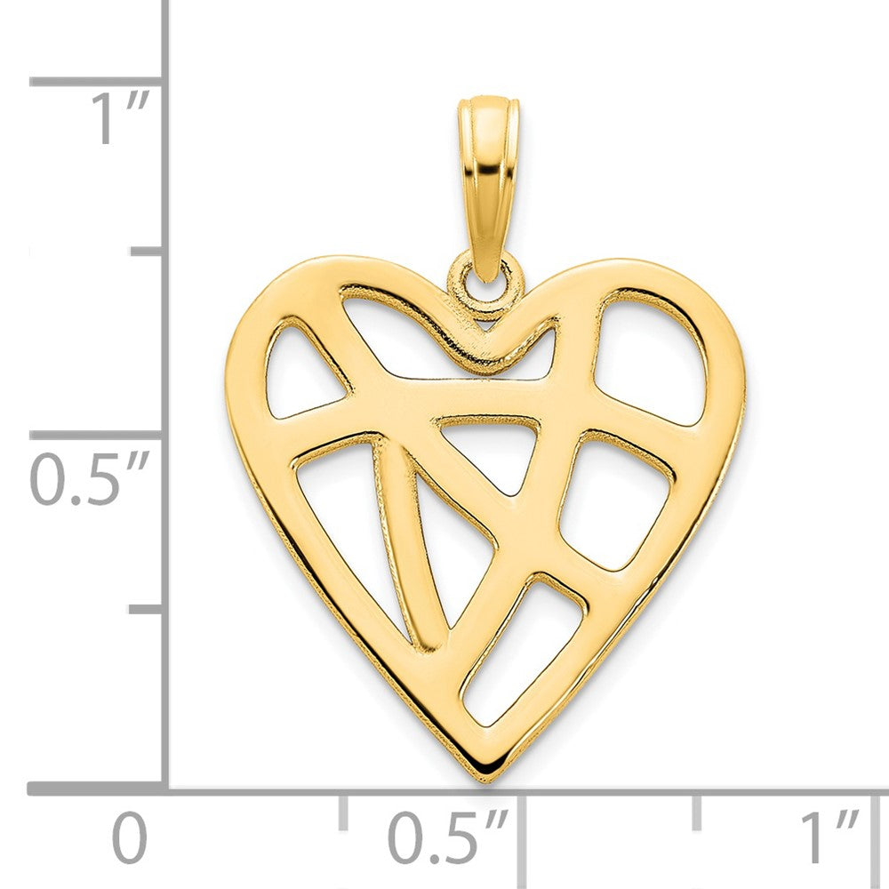 14k Yellow Gold Fancy Heart Pendant