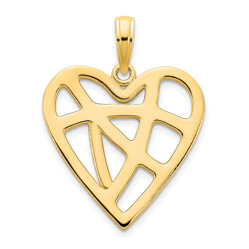 14k Yellow Gold Fancy Heart Pendant