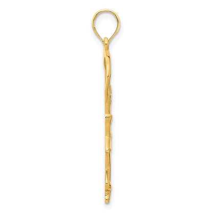 14k Yellow Gold Gymnast w/ Ribbon Pendant