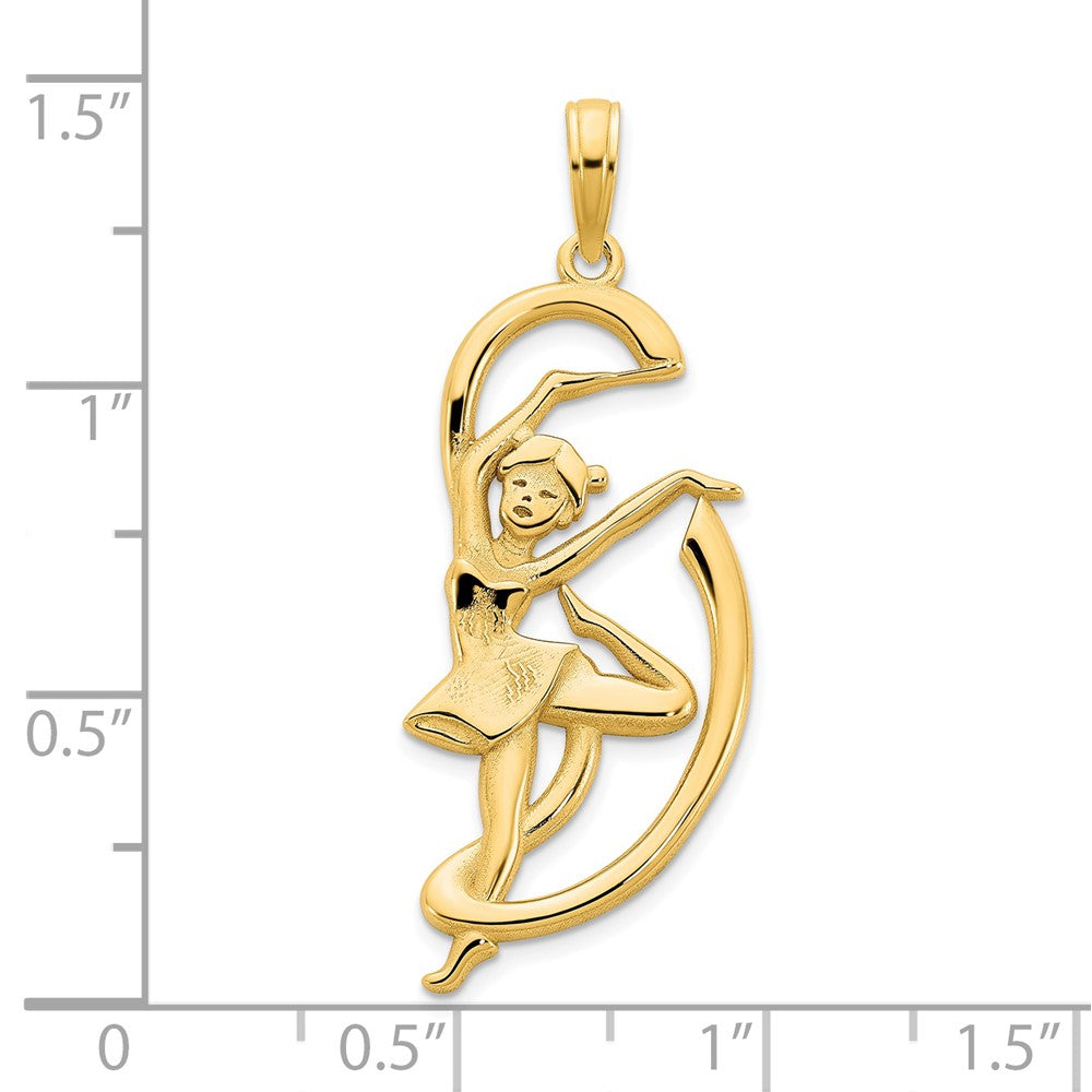 14k Yellow Gold Gymnast w/ Ribbon Pendant