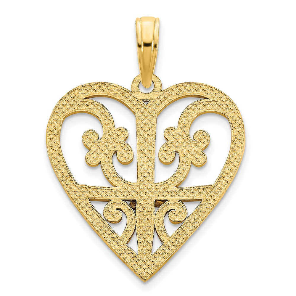 14k Yellow Gold  Fancy Heart Pendant