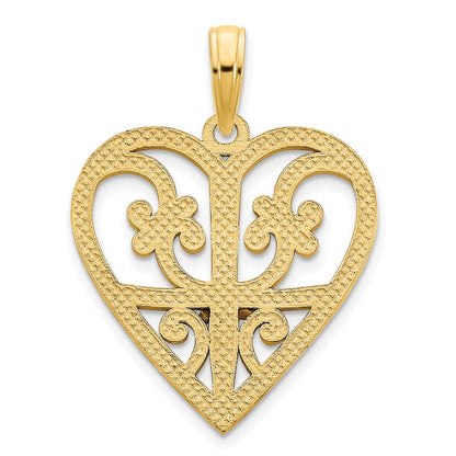14k Yellow Gold  Fancy Heart Pendant