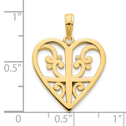14k Yellow Gold  Fancy Heart Pendant