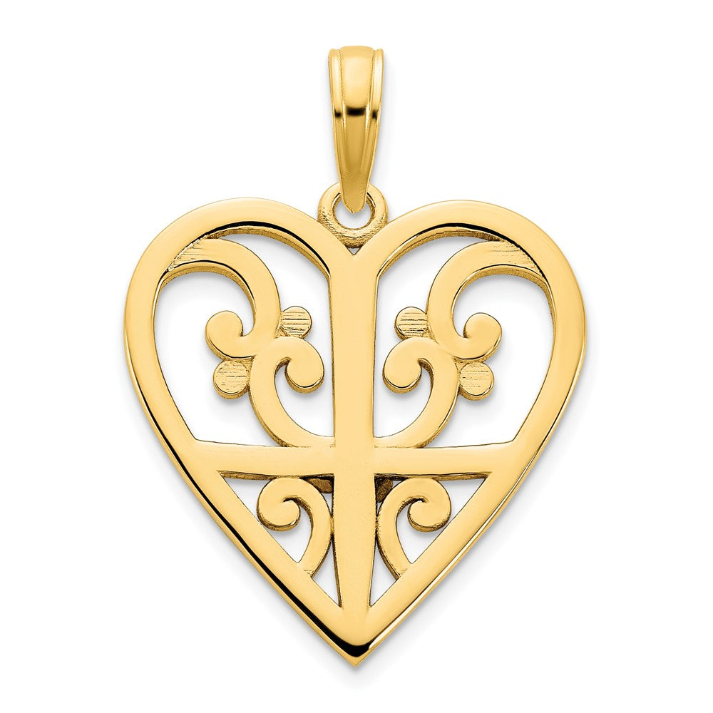 14k Yellow Gold  Fancy Heart Pendant