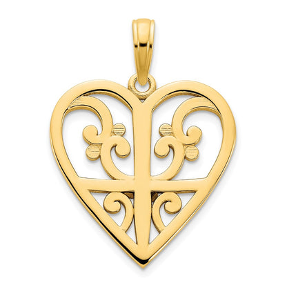 14k Yellow Gold  Fancy Heart Pendant