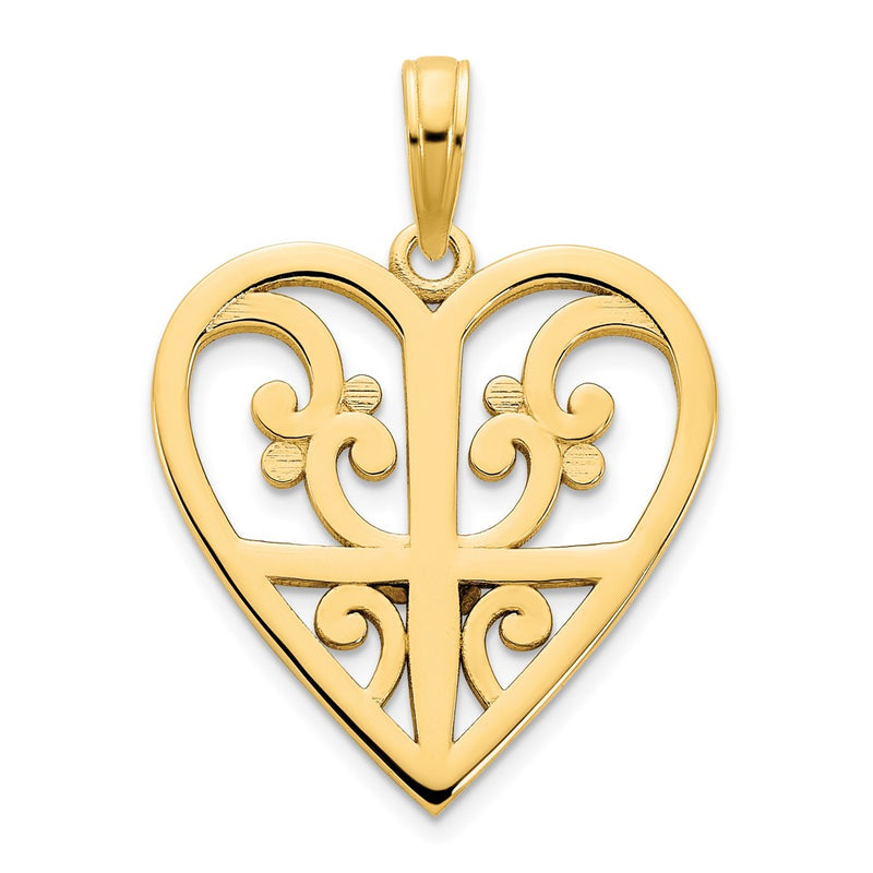 14k Yellow Gold  Fancy Heart Pendant