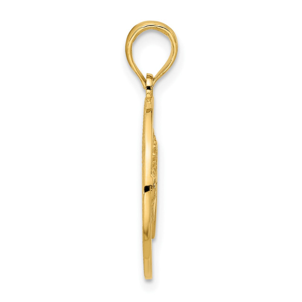 14k Yellow Gold Claddagh Circle Pendant
