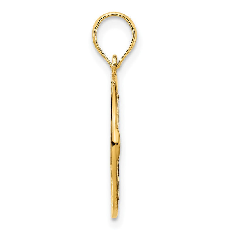 14k Yellow Gold Claddagh Circle Pendant