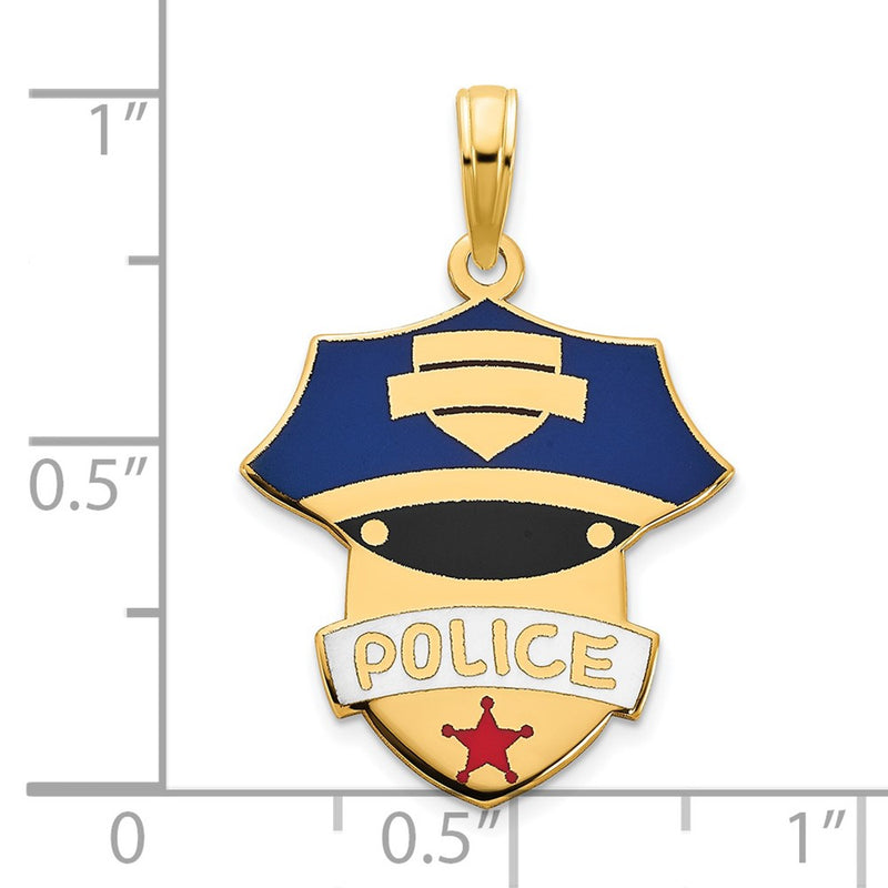 14k Yellow Gold Epoxy Police Pendant