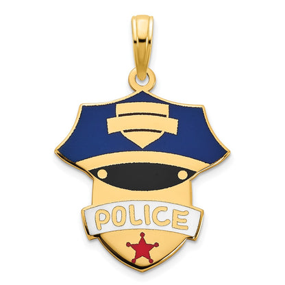 14k Yellow Gold Epoxy Police Pendant