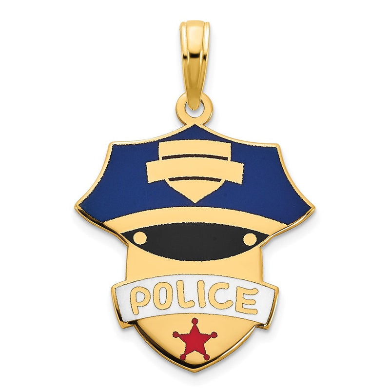 14k Yellow Gold Epoxy Police Pendant