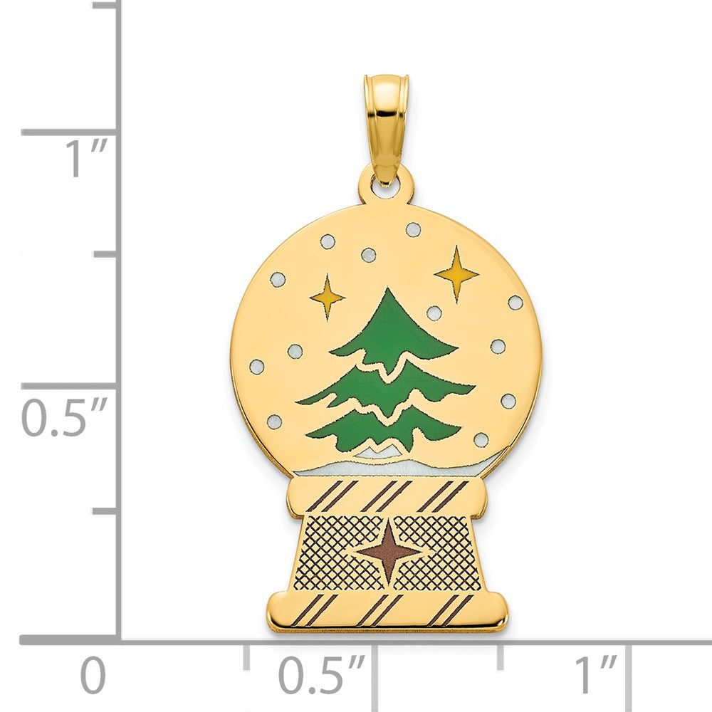 14k Yellow Gold Polished Epoxy Snowglobe Pendant