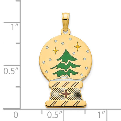 14k Yellow Gold Polished Epoxy Snowglobe Pendant