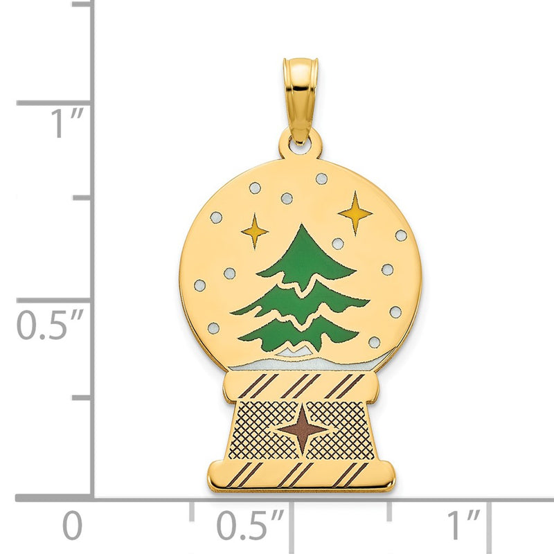 14k Yellow Gold Polished Epoxy Snowglobe Pendant