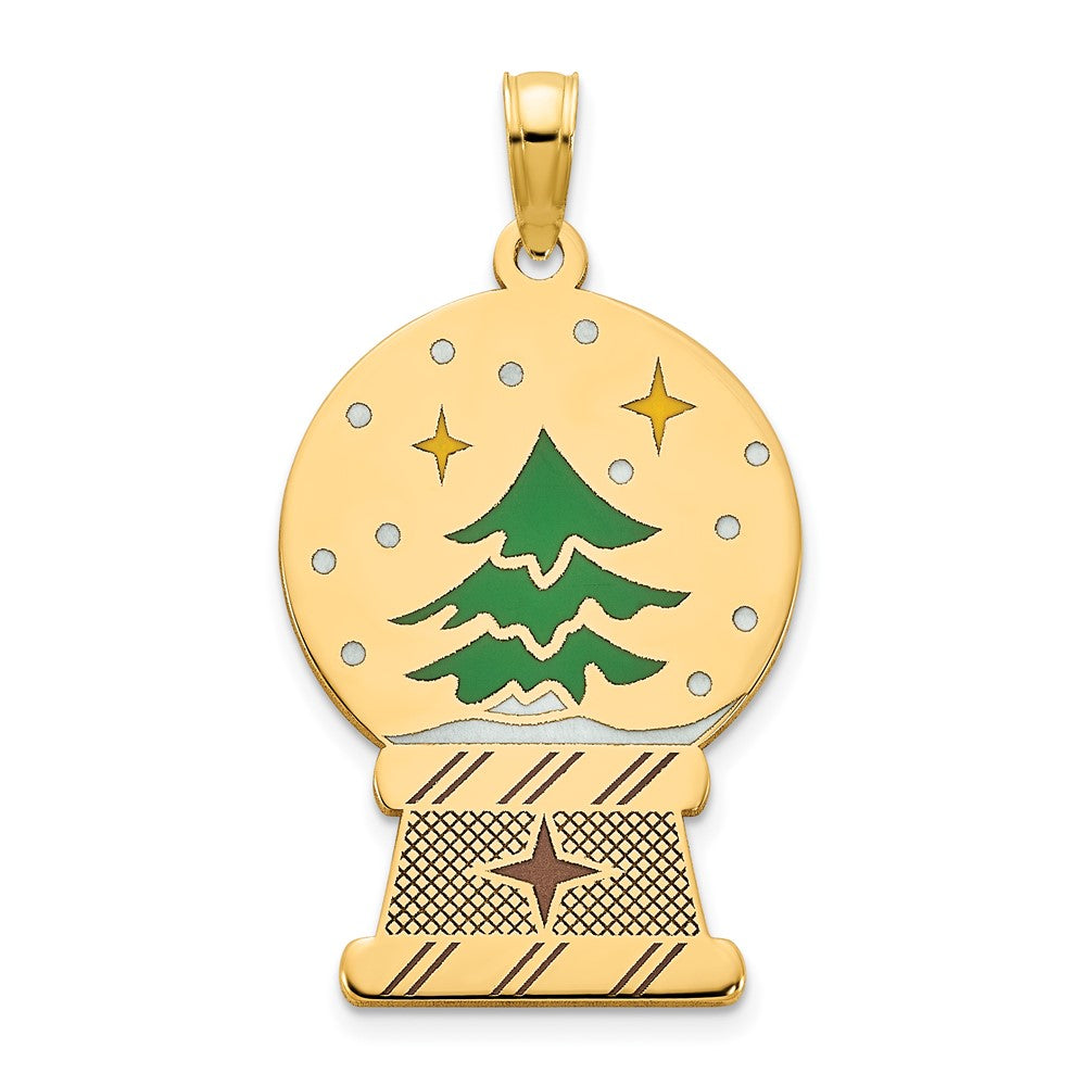 14k Yellow Gold Polished Epoxy Snowglobe Pendant