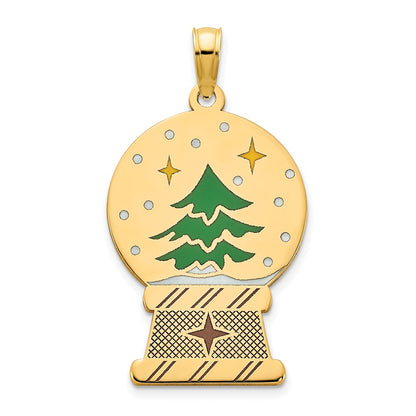 14k Yellow Gold Polished Epoxy Snowglobe Pendant
