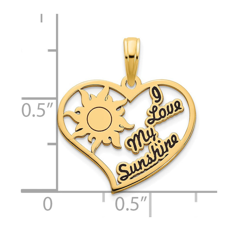14k Yellow Gold Epoxy I Love My Sunshine Heart Pendant