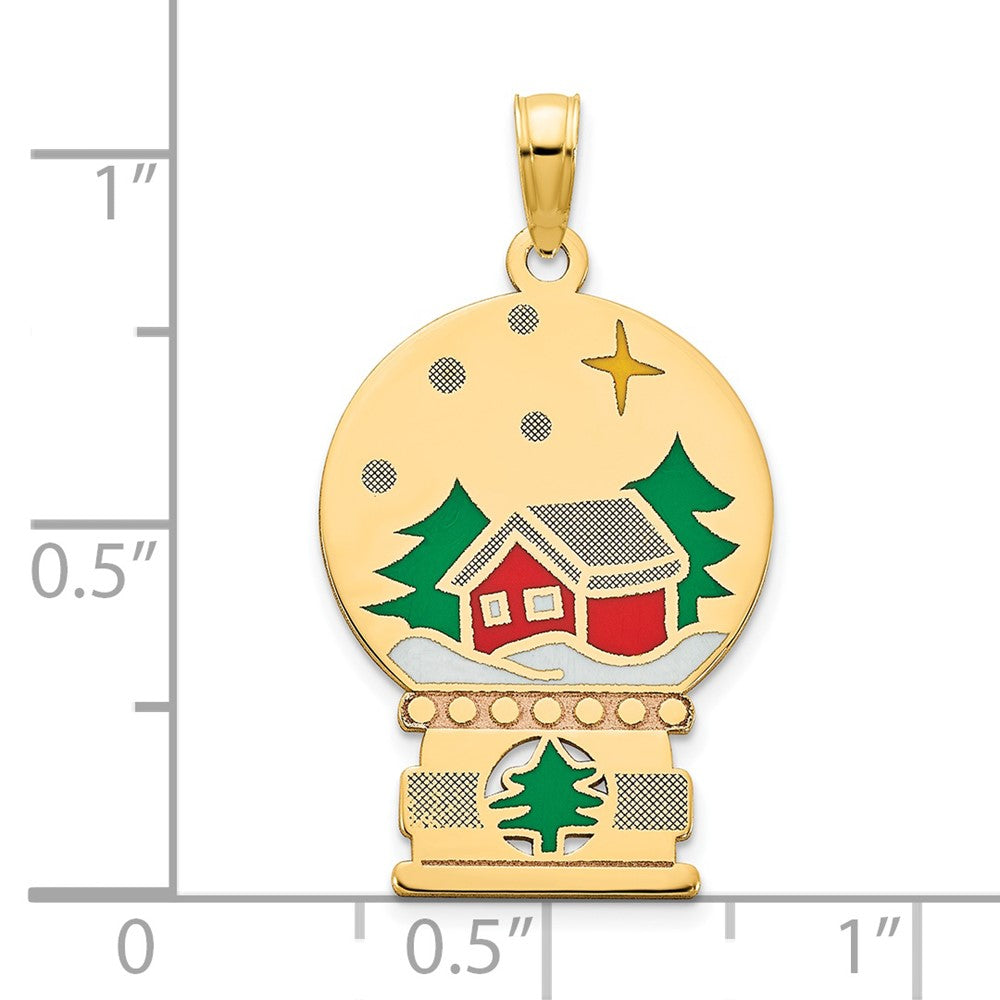 14k Yellow Gold Epoxy Holiday Snowglobe Pendant