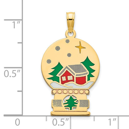 14k Yellow Gold Epoxy Holiday Snowglobe Pendant