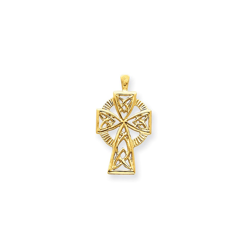 14k Yellow Gold Celtic Cross Charm