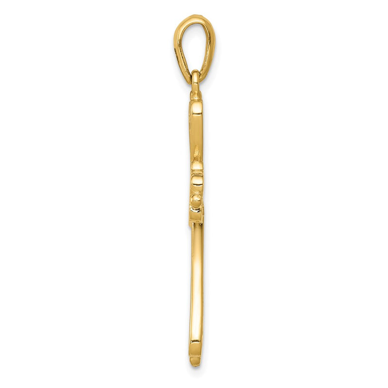 14k Yellow Gold Fleur De Lis Polished Cross Pendant