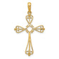 14k Yellow Gold Fleur De Lis Polished Cross Pendant
