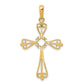 14k Yellow Gold Fleur De Lis Polished Cross Pendant