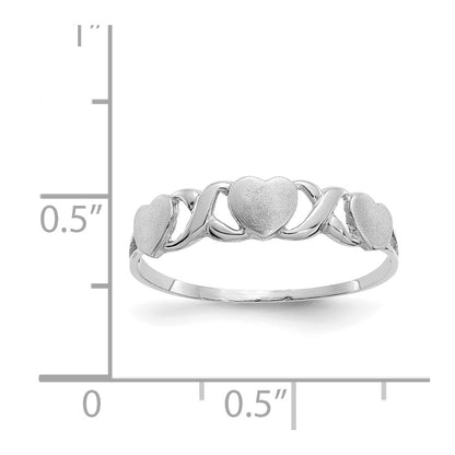 14k White Gold Triple Heart Ring