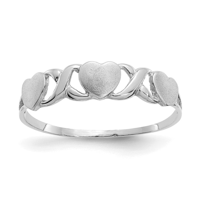 14k White Gold Triple Heart Ring
