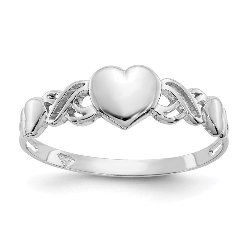 14k White Gold Heart Ring