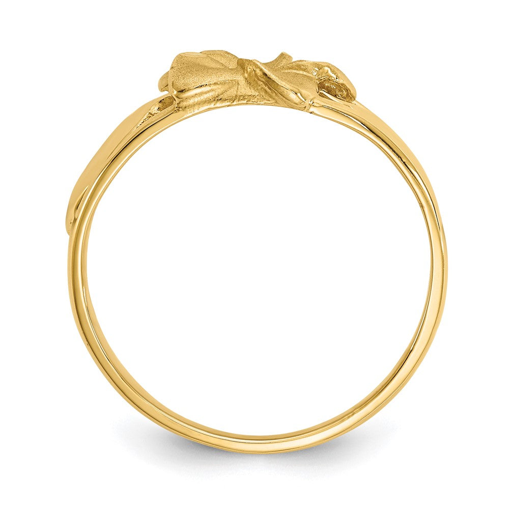 14K Yellow Gold Satin & Diamond-Cut Plumeria Ring