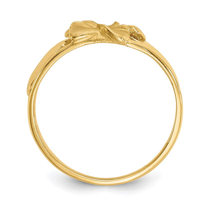 14K Yellow Gold Satin & Diamond-Cut Plumeria Ring