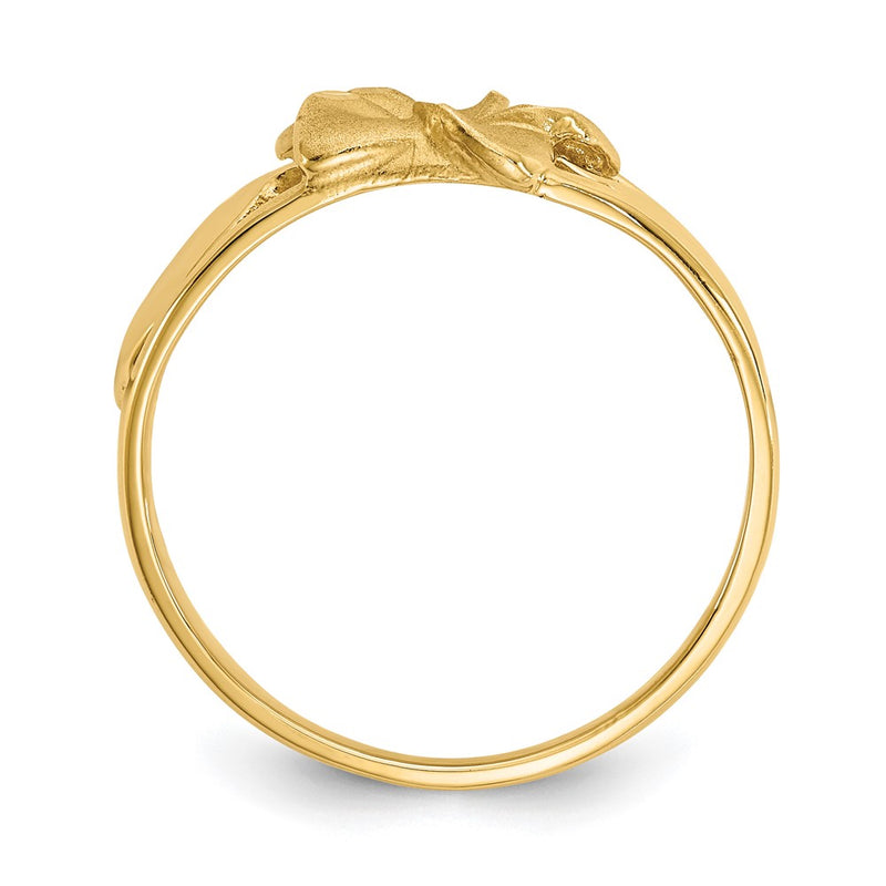 14K Yellow Gold Satin & Diamond-Cut Plumeria Ring