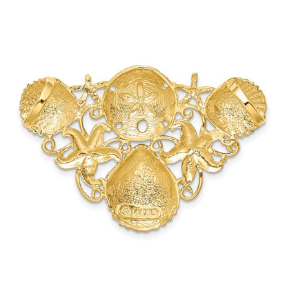 14k Yellow Gold Sea Life Diamond-cut Omega Slide
