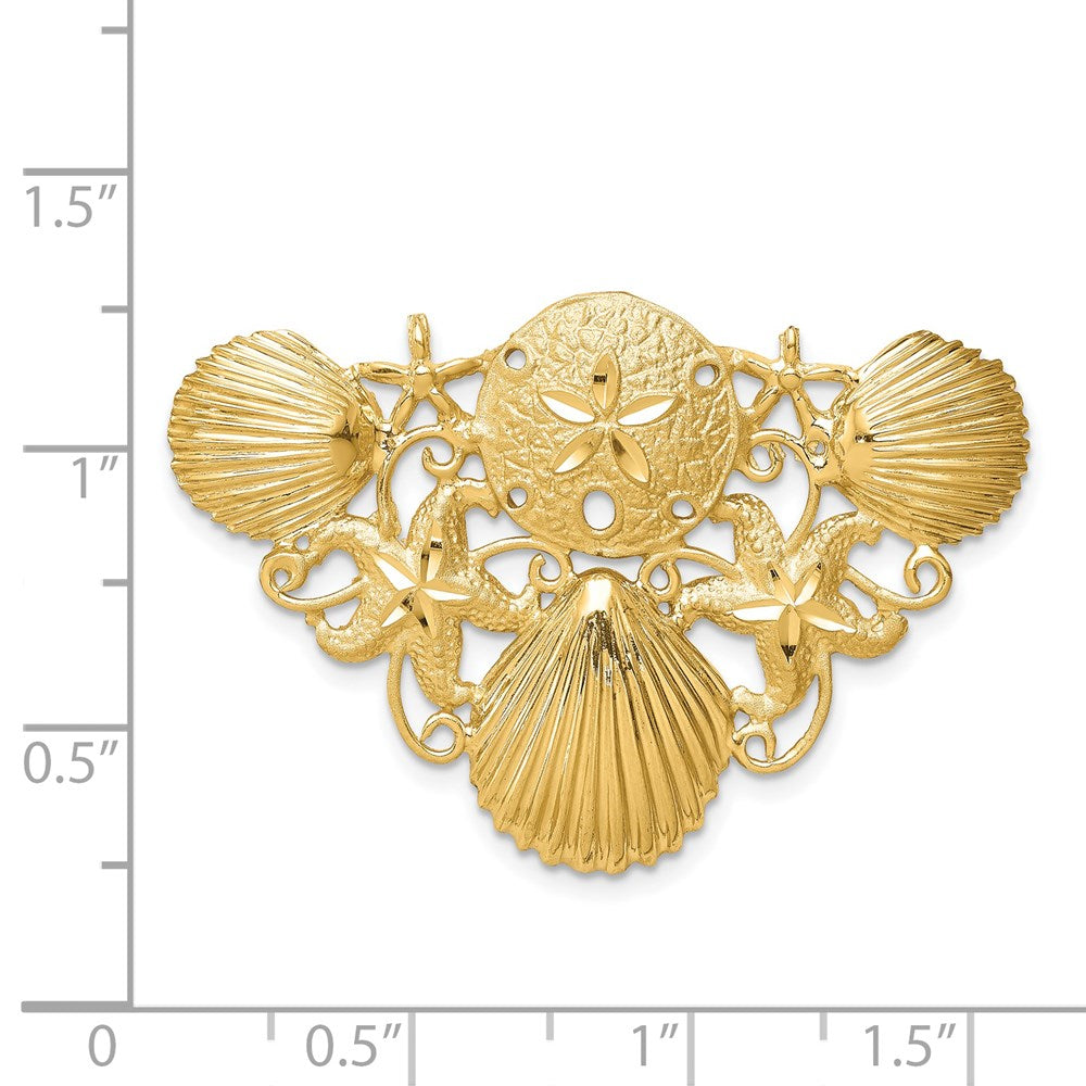 14k Yellow Gold Sea Life Diamond-cut Omega Slide