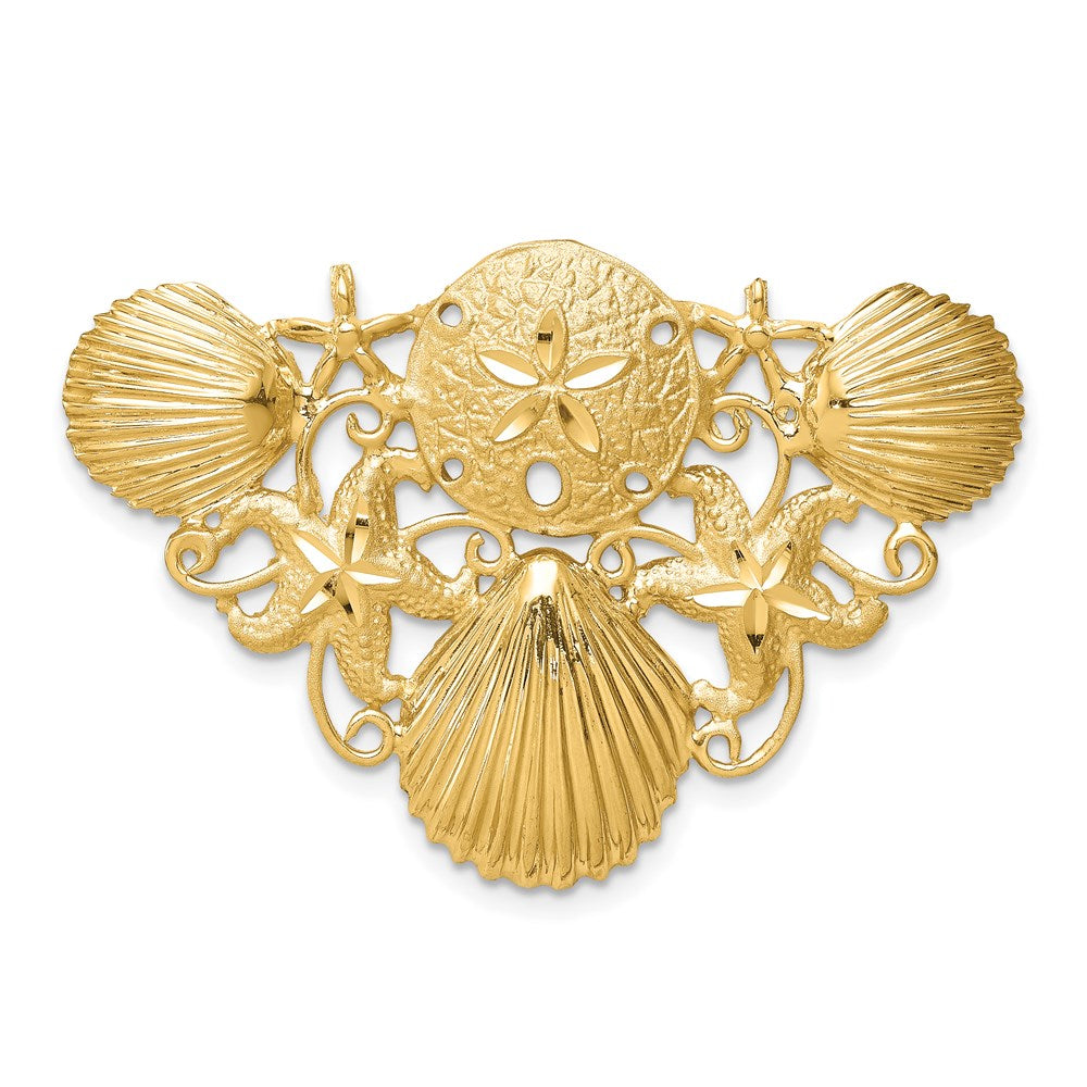 14k Yellow Gold Sea Life Diamond-cut Omega Slide