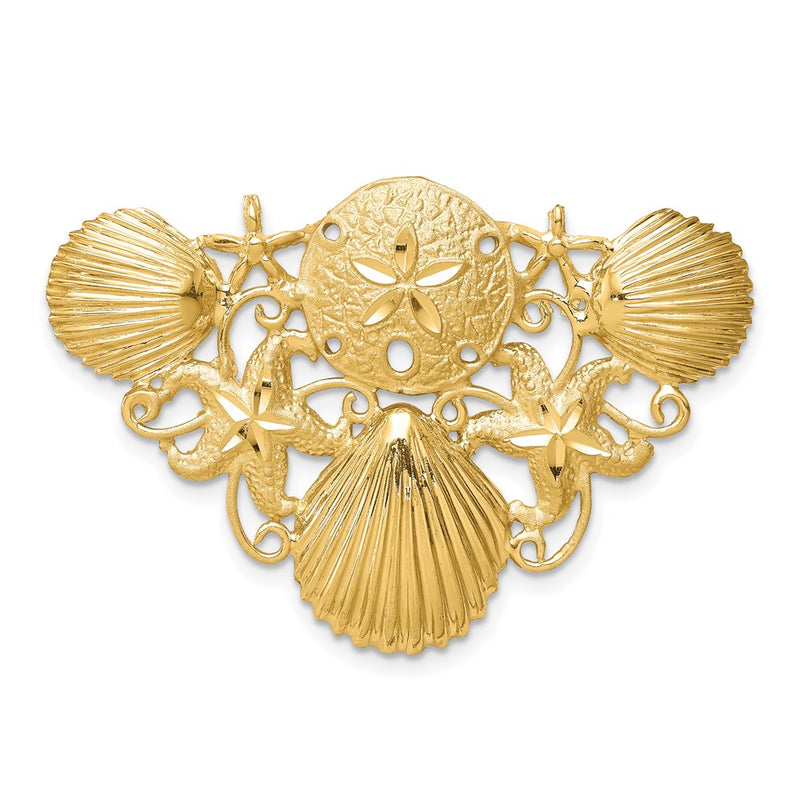 14k Yellow Gold Sea Life Diamond-cut Omega Slide