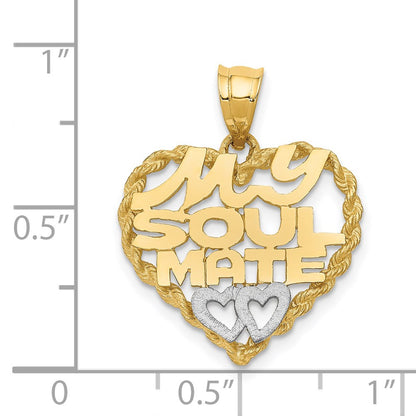 14k Yellow & Rhodium Gold w/Rhodium MY SOULMATE Pendant