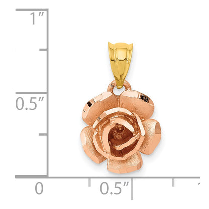 14k Two-tone Gold Rose Charm
