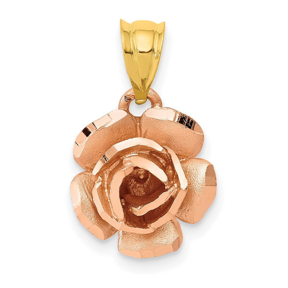 14k Two-tone Gold Rose Charm