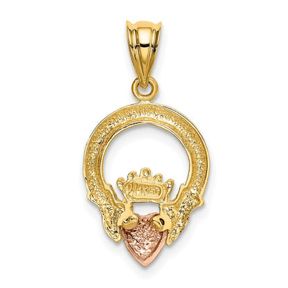 14k Two-tone Gold Claddagh Pendant