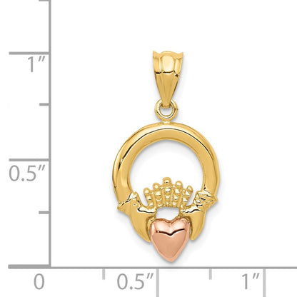 14k Two-tone Gold Claddagh Pendant